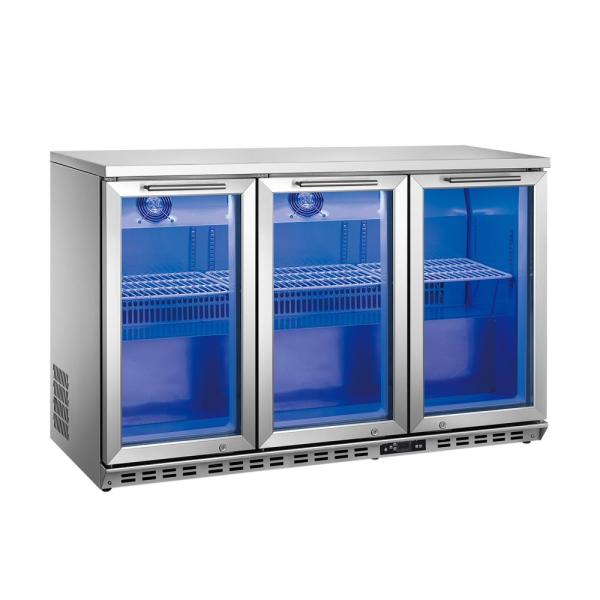 Quality Stainless Steel bar display fridge Built-in 3 Glass Door Back bar Cooler for sale