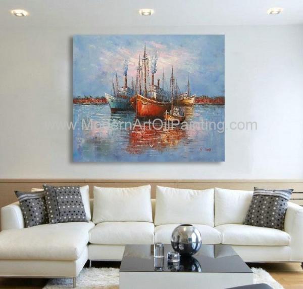 Buy cheap Handmade 20" X 24" Impressionism Boats Oil Painting Dining Room from wholesalers