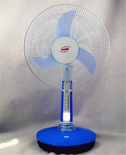 Buy cheap Popular Design 12v Dc Rechargeable Table Fan 16 Inch With Blue And Red Color from wholesalers