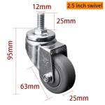 EDL Light Duty Zinc Coating 2.5inch 70kg Threaded TPE Caster by Swivel and Brake