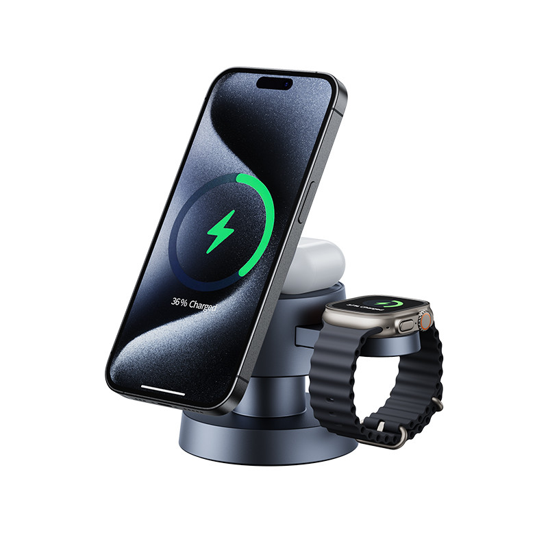 CUSTOM LOGO Fast 3 In 1 Foldable Night Light Lamp Wireless Charger Station Qi Magnetic Wireless Charging