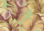 Non-Woven Solid South East Coloured Striped Wallpaper , Japanese Banana Leaf