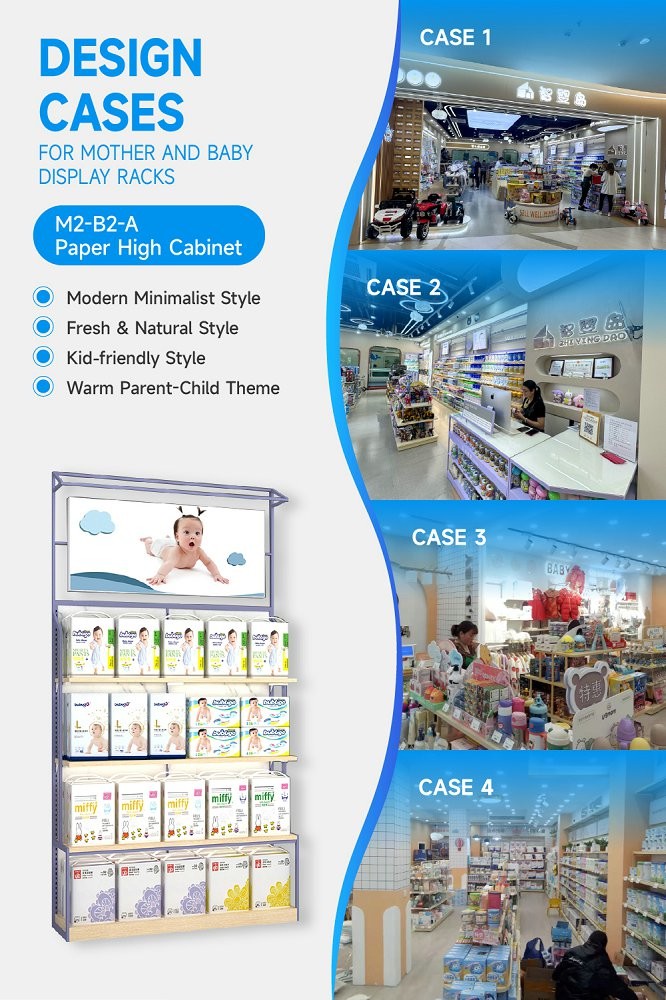 M2-B2-A Supermarket Baby Goods Section Display Cabinet with Neutral Light LED Strips and Soft Film Light Box
