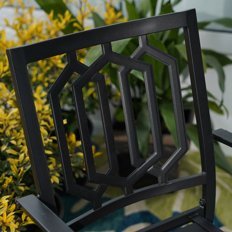 Outdoor Dining Set with Stackable Chair AJUNION Metal Space Restaurant Furniture