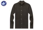 Stand Collar Mens Dark Brown Cardigan Sweater , Mens Cotton Cardigans With
