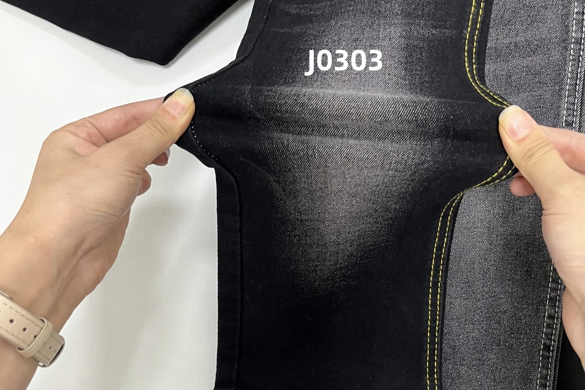 Wholesale 11 Oz Super Stretch Black Woven Denim Fabric For Jeans