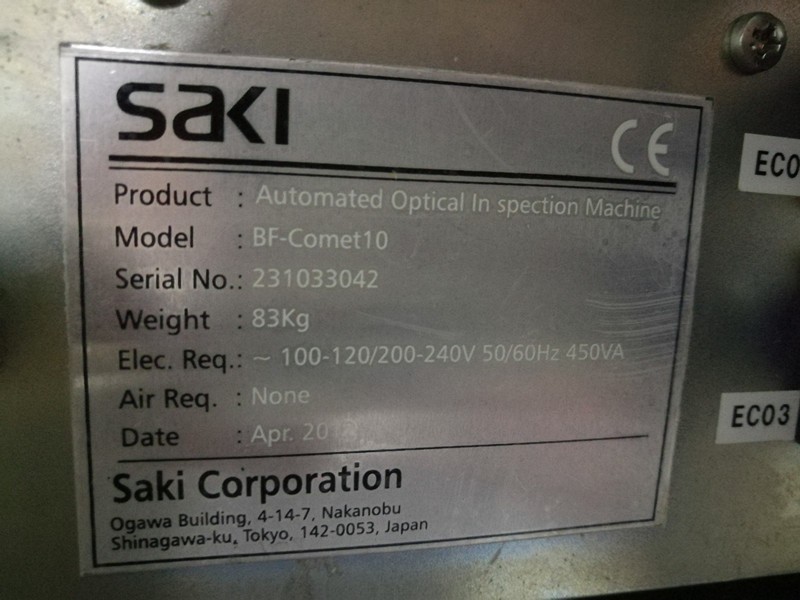 SAKI Automated Optical Inspection Machine , BF-Comet10 AOI Equipment