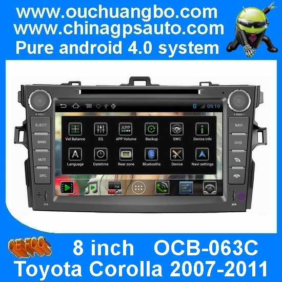 Ouchuangbo auto radio 3G wifi TV DVD navi multimedia for Toyota Corolla 2007-2011 s150 android 4.0 system OCB-063