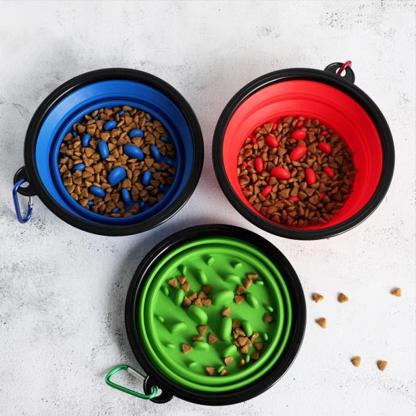 Buy cheap SEDEX custom Collapsible Dog Food Bowl Pet Slow Feeder With Carabiners 12oz from wholesalers