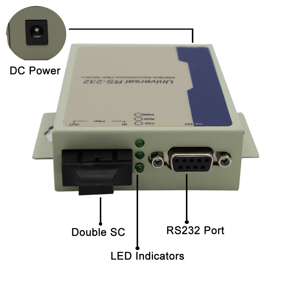 Simplex SM 1310nm 1550nm 20KM SC RS232 To Fiber Converter
