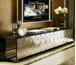 Silver Mirrored TV Stand Metal Hinge W200 * D40 * H42cm Size Durable Wood