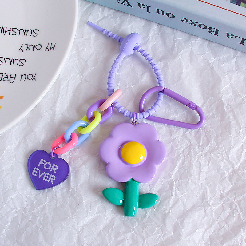 Flower Cartoon Silicone Pendant Keychain Charms Pendan Key Ring for Purse Handbag
