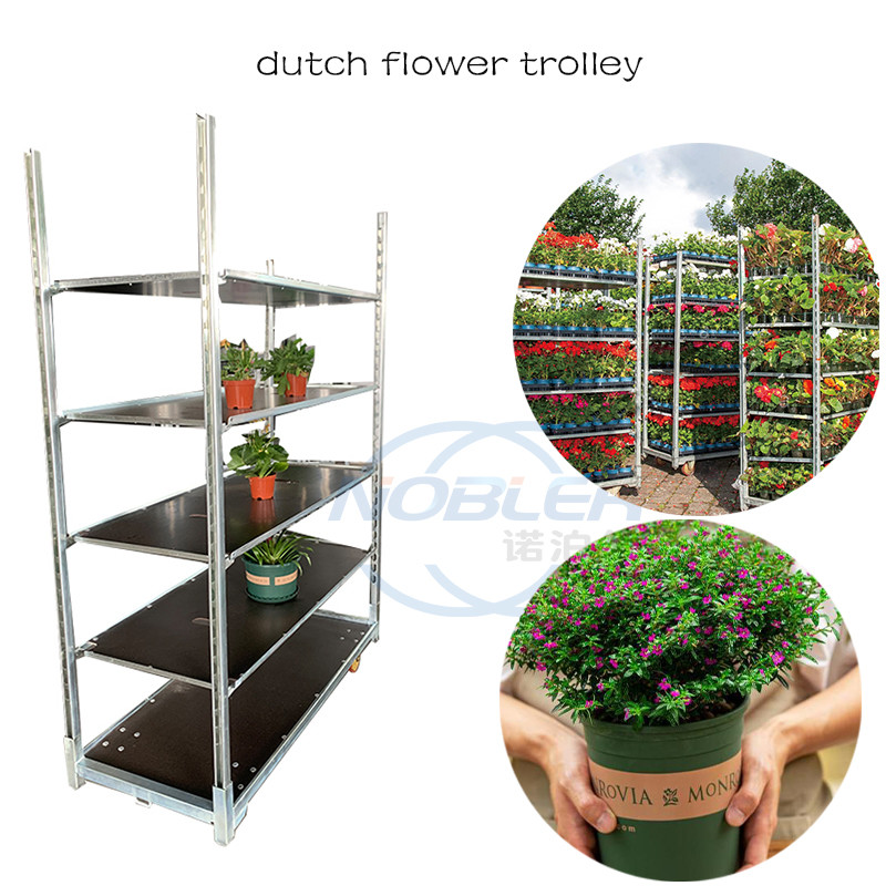 Danish Flower Trolley Galvanized Cc Container Plywood Flower Cart