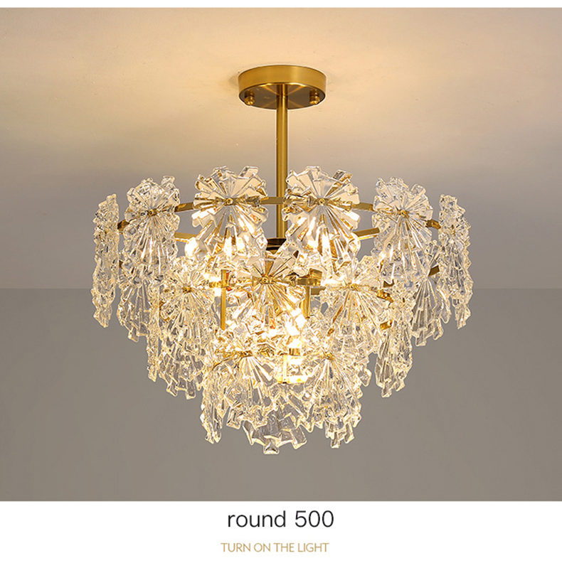 Transparent Glass Led Chandelier For Living Room Foyer Hall Luxury Ceiling Lamp Decor Kitchen leaf chandelier(WH-CY-250)