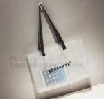 Semi-clear Tote Bags Stripe PVC Shoulder Bag with Pouch, PVC PU Trendy Handbag