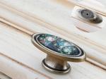 Gold Plated Ceramic Kitchen Cabinet Knobs / Closet Porcelain Handles T Bar Pulls