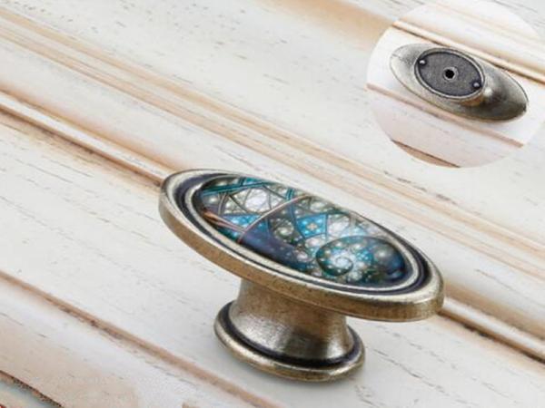 Gold Plated Ceramic Kitchen Cabinet Knobs / Closet Porcelain Handles T Bar Pulls