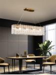 Luxury living room chandeliers blue glass hanging lamp rectangle chandelier