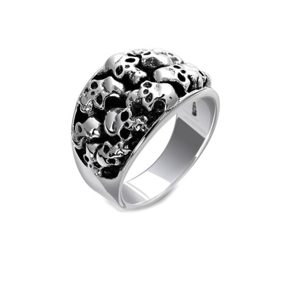 Buy cheap Thai Vintage Sterling Silver Skeleton Skull Men's Band Ring (R6030808) from wholesalers