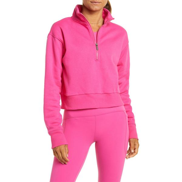 Wholesale Custom Logo High Quality Soft 100% Cotton Half Zipper Sport Crop