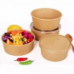 Sustainable 1000ML 32OZ Take Away Paper Container Salad Bowls Disposable Kraft