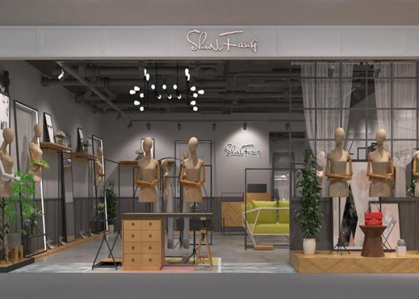 Buy cheap Modern Women's Dressing Clothing Store Display Fixtures Iron And Wood Material from wholesalers