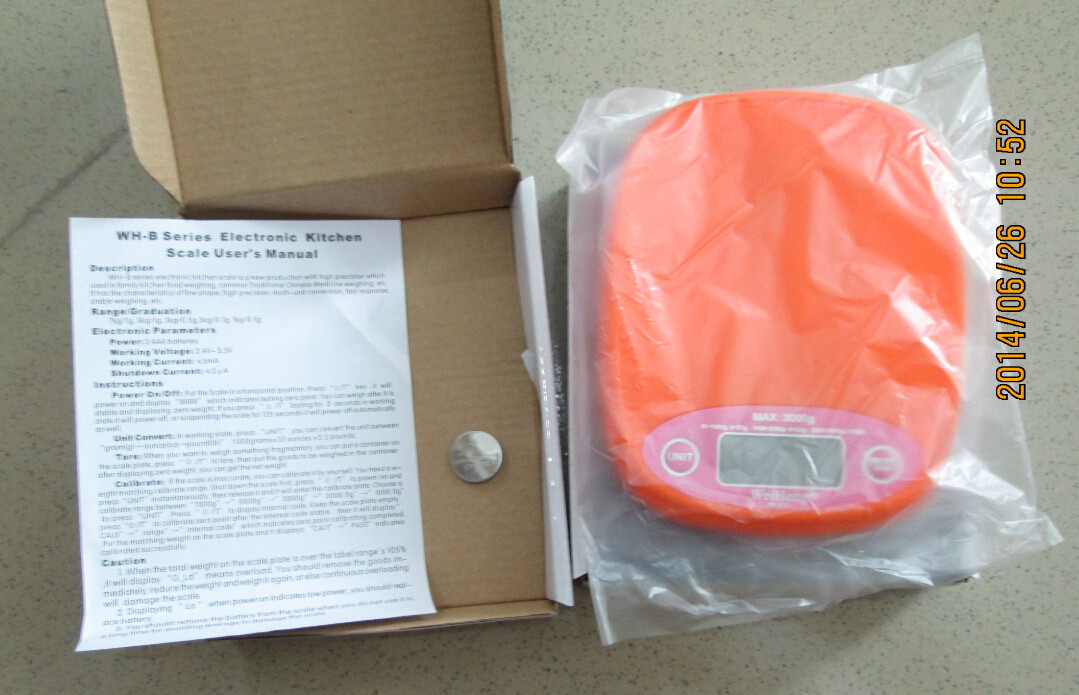 White / Orange High Precision Kitchen Scale 5kg Max Capacity