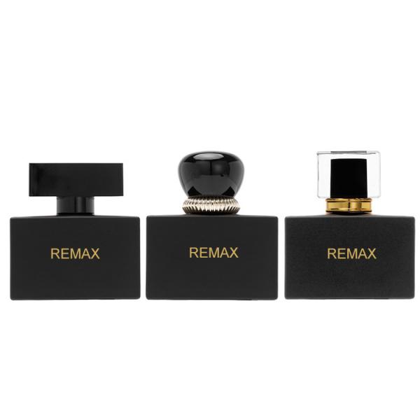 Buy cheap 50ml Black Glass Smooth rectangle bottle with black Lid for Cosmetic Glass Bottles from wholesalers
