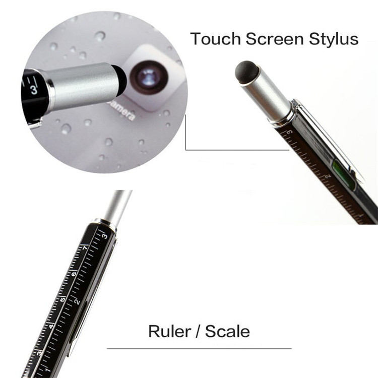 0.5 mm Gel Pen with Ruler Level Stylus and Screwdriver Small Size Big Functionality