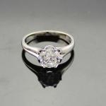 Sterling Silver Engagement Ring with 6mm Round Solitaire Cubic Zirconia（F80）