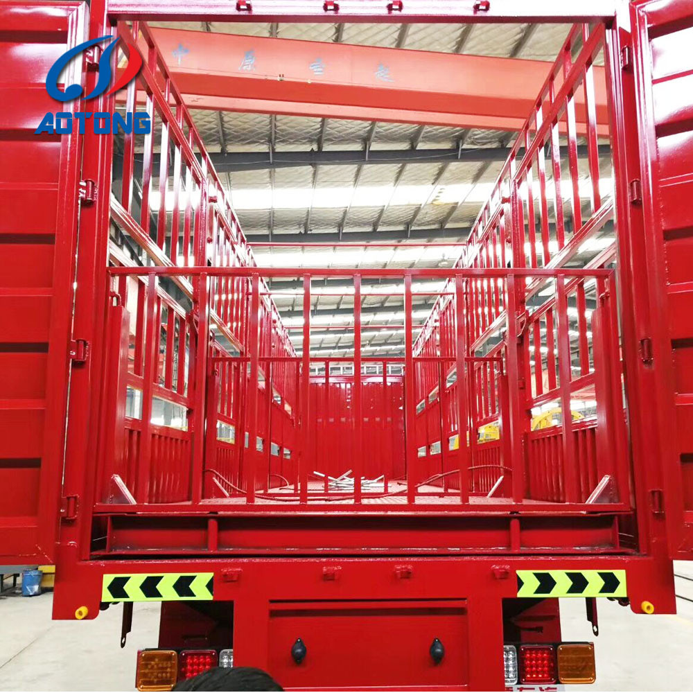 3 Axle Fence Semi Truck Trailer with 90 W mm*13 Thickness mm*10 Layer Leaf Spring