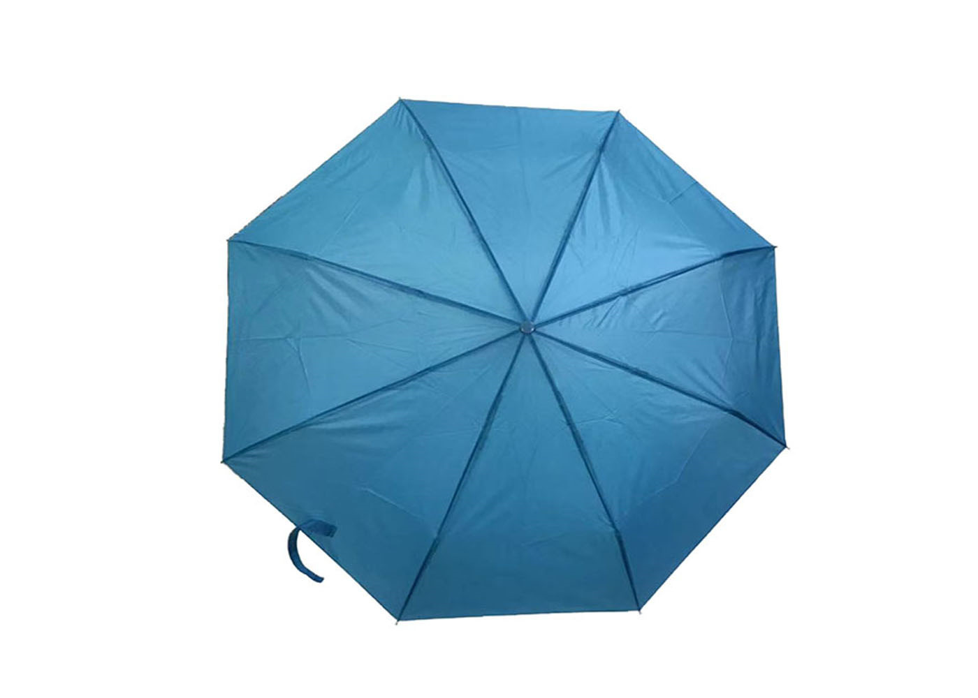 Blue Foldable Umbrella Metal Frame Super Light J Handle Manual Close Open
