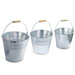 Heavy Metal Round Natural Galvanized Steel Buckets And Pails Hospitals Hotels