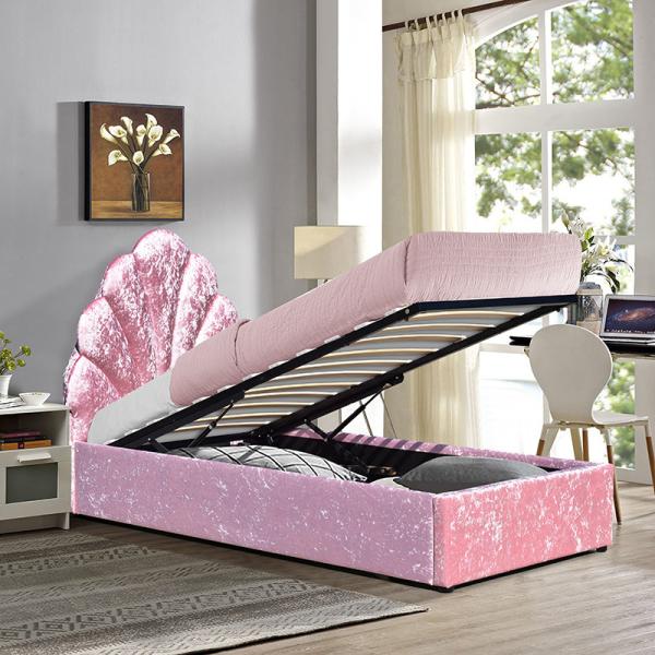 Buy cheap Single Size Pink Fabric Gas Lift Storage Bed For Children Bedroom from wholesalers