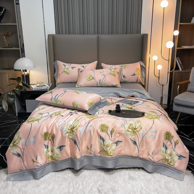 Stylish Tencel Modal Sheet Pillowcase Set with Embroidered Duvet Cover and Pillowcases