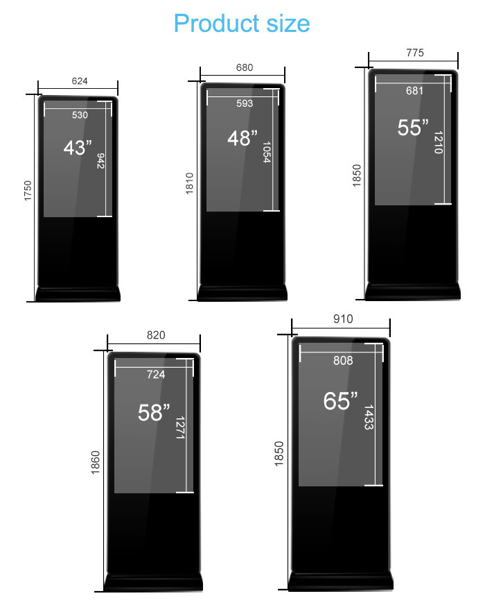 Commercial RAM 2GB free Standing Lcd Advertising Player