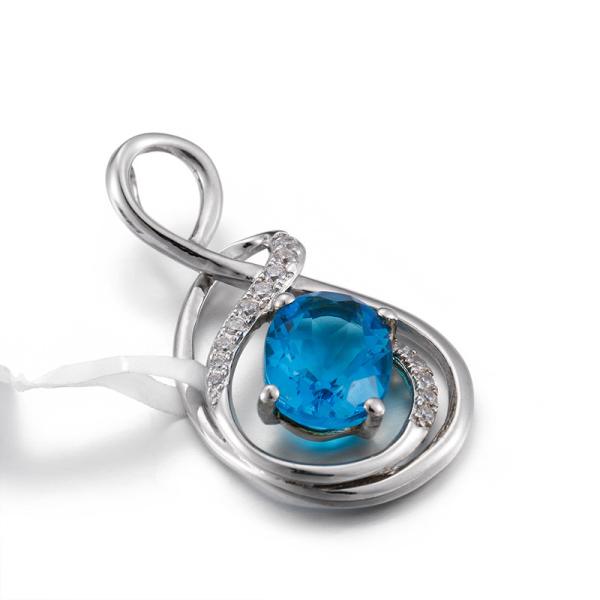 Buy cheap 2.05g 925 Silver Gemstone Pendant Necklace Charms Oval Blue Sapphire from wholesalers