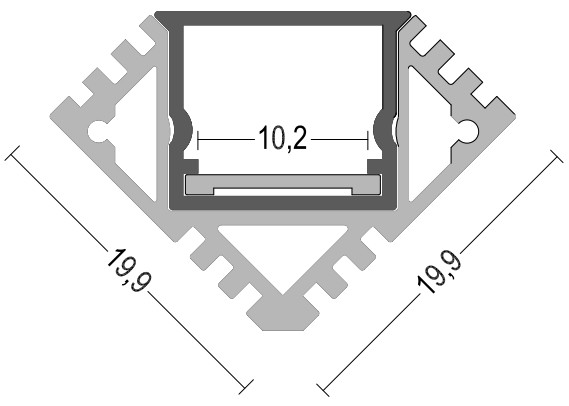90 Degrees 2.5m 3m IP65 Triangle Frosted LED Channel for corner led aluminum profile