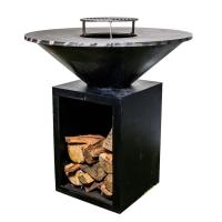 Buy cheap Outdoor Black Charcoal BBQ Grill Metal Barbecue Fire Table With Wood Storage product