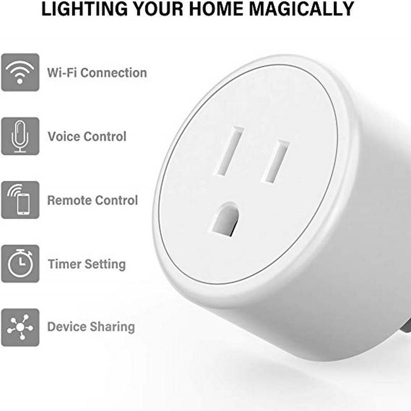 Smart WiFi Power Plug Outlet Socket with 2PCS USB Port App Control Timer Function Compatible with Amazon Alexa Google