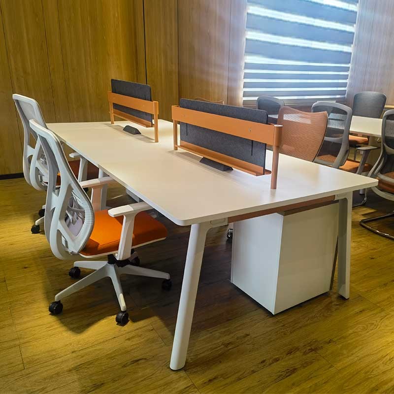 White Modular 4 6 Seater People Desk Open Staff Workstations For Office Furniture