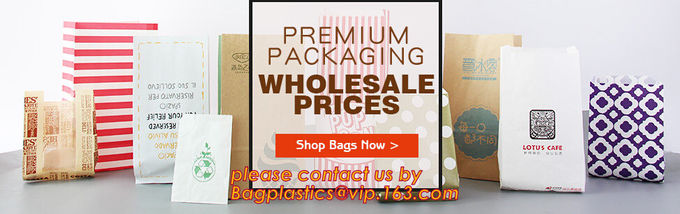 Print your own logo,fabric handles,side gusset,Custom size bottom brown grease proof burger bread paper bag, bagplastics