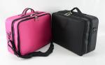 Custom Pink Makeup Bag , Red Fabric Zipper Makeup Carrying Bag