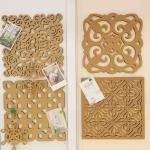 Durable Hollow Carved Decorative Cork Boards 12''X12'' Waterproof