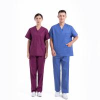 Buy cheap Polyester Hospital Scrub Suit Uniforms Short Sleeve Cotton Nursing Doctor product