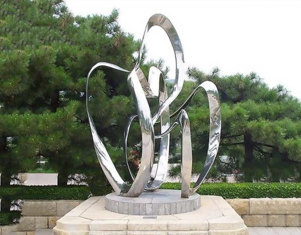 Custom Contemporary Garden Ornaments Statues Polished Metal Outdoor Abstract