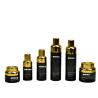 Buy cheap 50g 100g 30ml 50ml 100ml 120ml Refillable Lotion Serum Container Gold-plated Threaded Lid Black Glass Bottle Jar Set from wholesalers