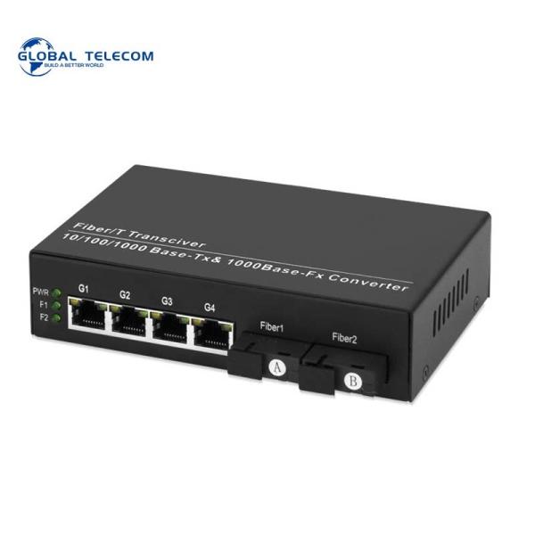 Buy cheap 1000Mbps SM Sc Fiber Media Converter 20KM Transmission 2 Fiber 4 RJ45 from wholesalers