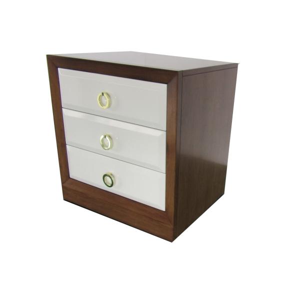 Modern wooden walnut frame with white finish drawers night stand,hotel bedside