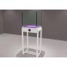 Buy cheap Simple Style Glass Showcase Cabinet With Led Lights / White Metal Legs from wholesalers